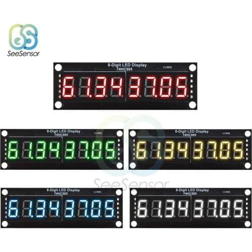 5V 0.36 inch 8-Digit 7-segment LED Digital Tube Display Control Module For Arduino 74HC595 Microcontroller Serial Driver 61x14mm