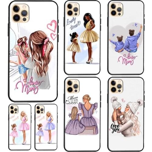 Super Mom Baby Girl Son Daughter Phone Case For iPhone 7 8 Plus SE 2020 XR X XS Max 12 Mini 11 Pro Max Soft Cover Coque