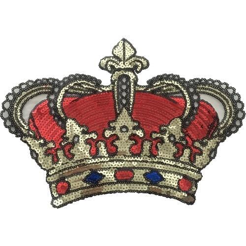 Crown Patches for Clothes T-shirt 27x18cm Sewing on Embroidery Sequins Patch DIY Decal Accessories Appliqued Clothing Patch