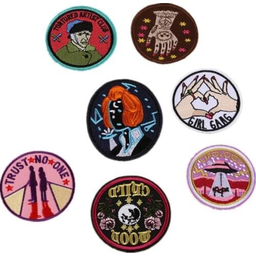 Punk Spacecraft Patches Love Gesture Embroidery Back Rubber Patch Personality Gesture Back Pack DIY Clothing Accessories