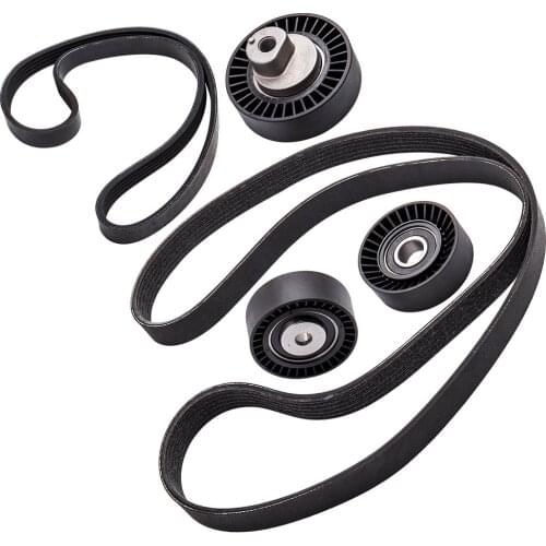 Tensioning pulley deflection pulley + 2x V-ribbed belt set for Bmw 3 series E46