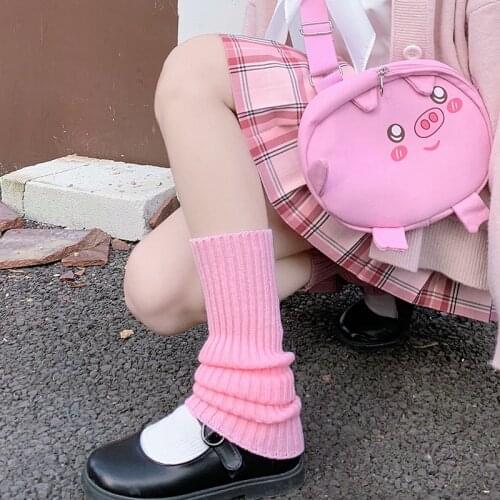 Kawaii Cute Pink Socks Ladies Japanese Style Sweet Lolita Cosplay Hairball Knee High Warm Foot Covers New Year Socks 2021 Gifts