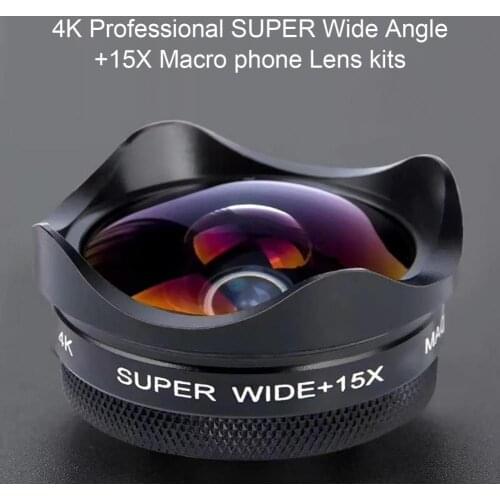Mobile Phone Lens 2-in-1 4K HD-compatible External Wide Angle Macro Cellphone Clip Camera Lens for Smartphone