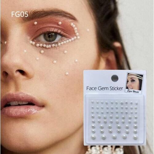 FG05 Fake White Pearl Stick On Face Gem Bindi Dots Beauty DIY Body Art Accessories Festival