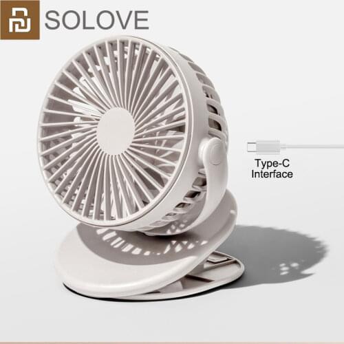 XIAOMI SOLOVE Portable Mini Fan Clip Fan Rechargeable 2000mAh Air Conditioner Table Usb Fan 360 Degree Rotating Easy To Carry
