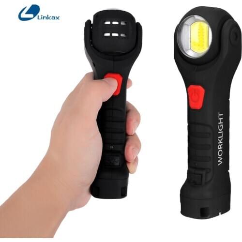 Portable XPE+COB LED Flashlight 360 Degree Rotating Lamp Head Torch Rechargeable Work Light Lantern 7 Modes Lamp Pocket Light