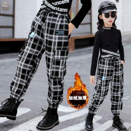 Girls Pants Plaid Pattern Kids Trousers For Girls Casual Style Kids Pants Autumn Winter Girls Clothing 6 8 10 12 14