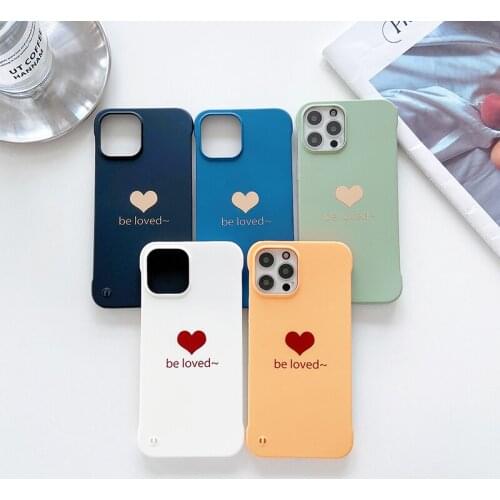 Ultra-thin Cute Heart-shaped Hard Matte PC Phone Case For iPhone 12 11 Pro SE XS Max XR X 8 7 Plus Luxury Rimless Frosted Cover