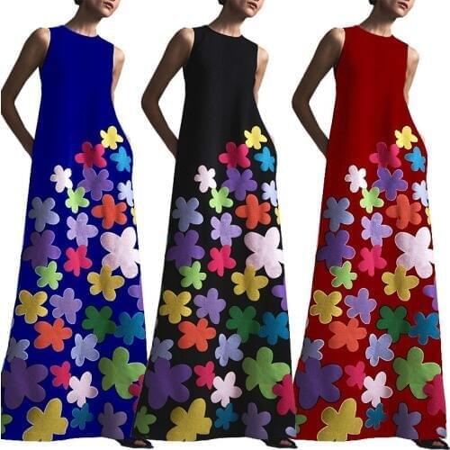 2019 new summer vestidos verano A-Line Bohemian women dress O-Neck dresses black dress flower dress 4 size