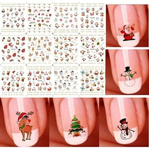 1Pcs Nail Art Nail Sticker New Year Slider Tattoo Christmas Water Decal Santa Claus Snowman Full Wraps Designs Decals