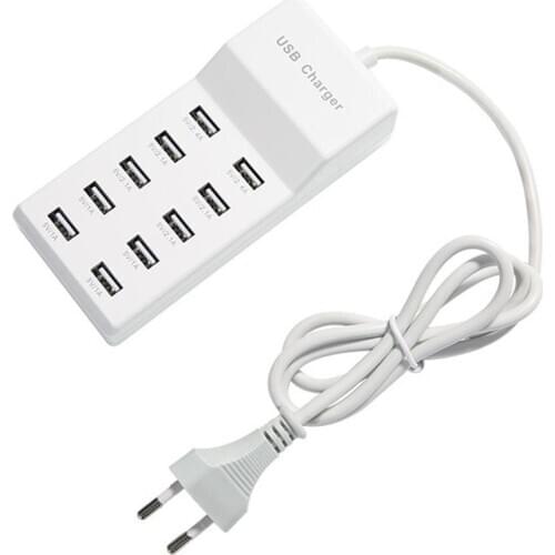 10-Port USB Charger Adapter Fast Charging Station Power Supply Charger Adapter for Phone Tablet Camera USB Charger Hub Adapter
