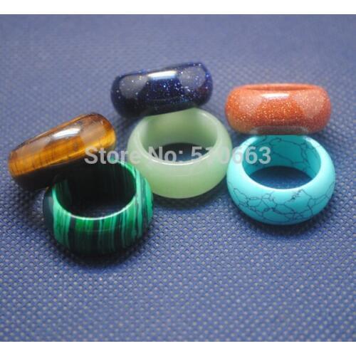 3 Pieces/Lot,Nature Stone Ring,Wedding Party Jewelry,Size: 15x17mm,15x18mm,15x20mm,Mix Different Stone