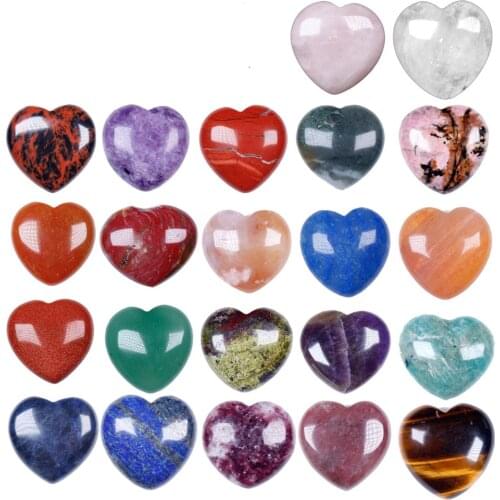 3cm Various Materials Gemstones Natural Rose Quartz Crystals Love Heart Shaped Amethyst Healing Stone Home Decoration
