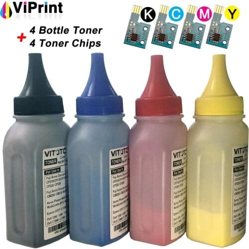 4 Color Bottle Japan EA toner powder for Fuji Xerox Phaser 6125 6125n Laser Printer With 4pcs Cartridge Refill Reset Chip