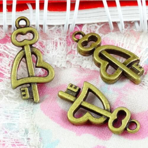 50pcs 12*24MM Antique Bronze Plated Key Charms Pendants For DIY Necklace Bracelet Jewelry Accessories