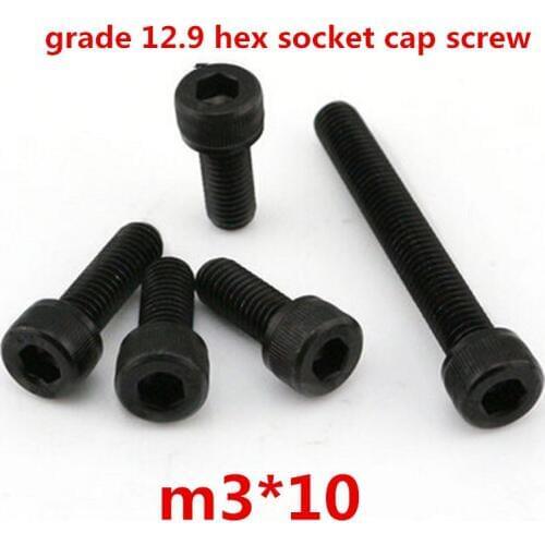 500pcs m3*10 high strength grade 12.9 alloy steel with black oxide hexagonal / hex socket head cap screw