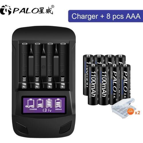 1.2V AAA rechargeable battery AAA NiMH 3A Pre-charged Bateria low self discharge aaa Batteries+smart battery charger for AA AAA