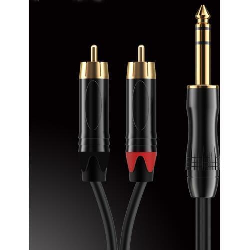 WinAqum Gold Plated TRS 6.35mm 1/4 inch Audio Cable To Dual RCA 2RCA Plug Adapter Video Wire S21 0.5M-30M