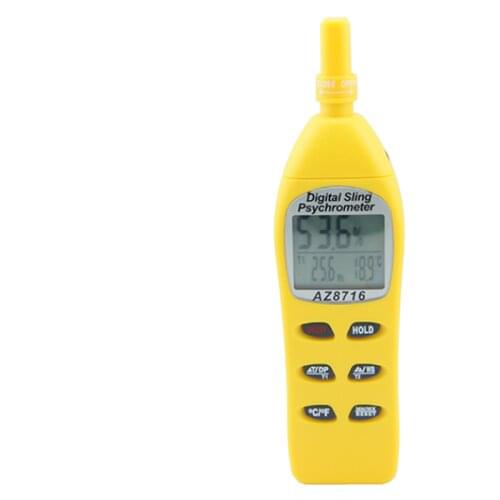 AZ 8716 Hygrometer-Probe/DP/WBT Triple Display: Wet Bulb, Dew Point or Temperature,Application to HVAC & R Industry