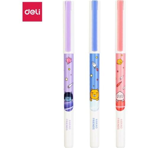 Deli Kawaii Pens 36pcs Cute Korean Stationery KAKAO Friends Fast Dry Gel Pen Black Ink 0.5mm Kawaii School Pen Set Wholesale