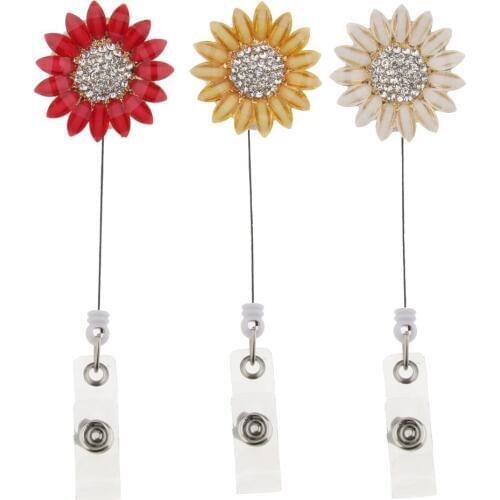 ID Badge Holder with Alligator Clip 29INCH Retractable Cord, 3 Pack