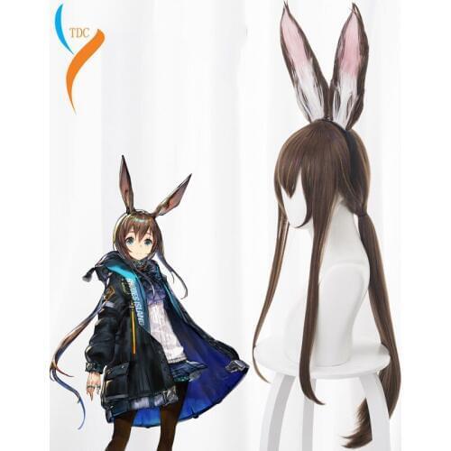 Tomorrows Ark Amia Mixed Color Gold Long Rabbit Ears cos anime wig Halloween Carnival Party hair Heat Resistant Synthetic Hair