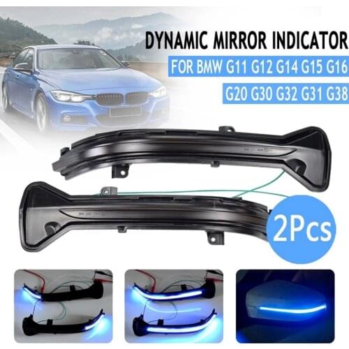 For-BMW 3 5 6 7 8 Series G38 G30 G31 G11 G20 M5 Yellow&Blue LED Dynamic Turn Signal Rearview Mirror Light Blinker