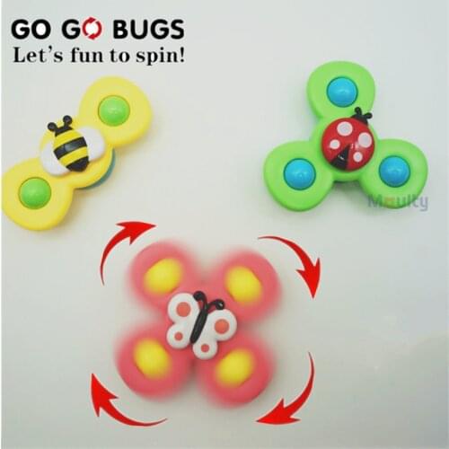 Moulty 3PCS/Set Fingers Hand Spinners Suction Cup Spinning Top Toy Spin Spinners Toys Developmental Tray Toy for Early Learning