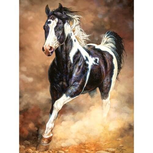 H1025 embroidery diamond horse, diamond painting horses black
