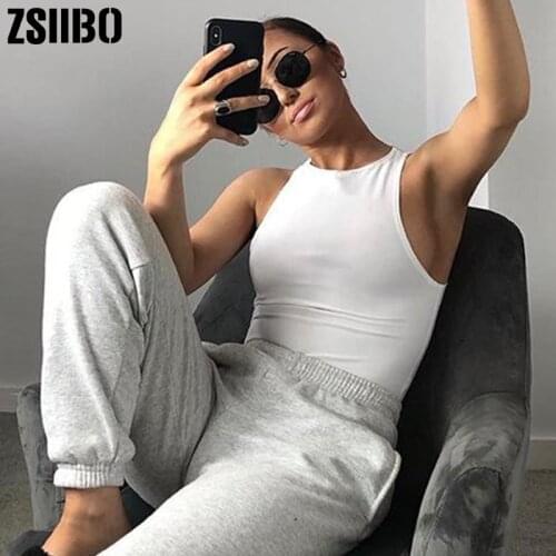 Women Tops cotton Streetwear White Bodysuits suit clothes catsuit size O Neck Summer Sleeveless Sexy Bodysuit Off Shoulder Body