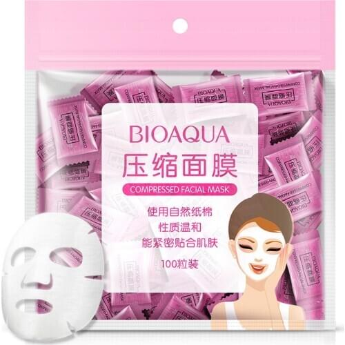 100Pcs/lot BIOAQUA Compression Face Mask Whitening Anti Acne Natural Cotton Close To The Skin DIY Skin Care Beauty Tools