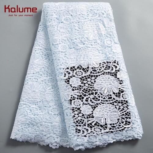 Kalume White African Guipure Cord Lace Fabric 2021 Pure White Nigerian Guipure Cord Lace Fabric 5 Yards Lace For Diy Dress H2490