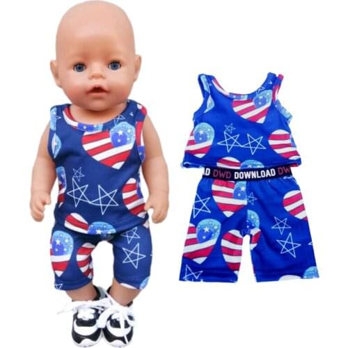 Doll clothes 40cm 43cm bebe doll rompers skirt bag for 18 inch girl dolls clothes pajama set