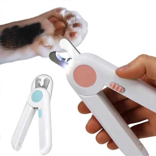 Dog Cat Nail Clippers Pet Nail Trimmer with LED Light Puppy Grinder Stainless Steel Scissors for Animal Pet Supplie