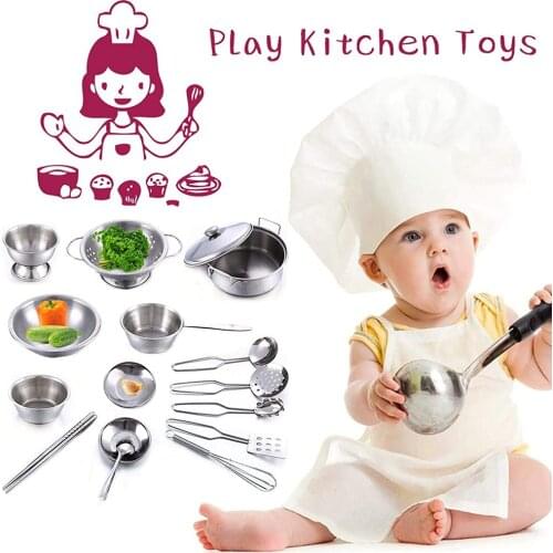 16PCS ChildrenS Kitchen Toy Set Stainless Steel Kitchen Pots And Pans Set Kitchen Tool Toy For Children Gift #20