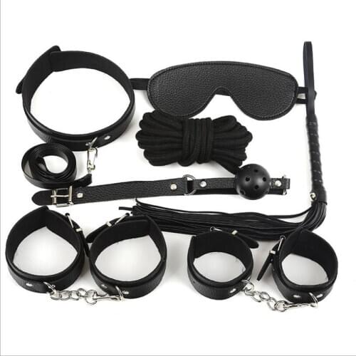 Sex Toys for Woman Bdsm Bondage Set Metal Butt Plug Tail Nylon Sex Handcuffs Adult Games S0157