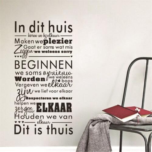 Nederlands In This House Wall Stickers Quotes Vinyl Mural Wall Decals Dutch Art Stickers Living Room Home Decoration
