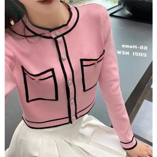 In the fall of the new fashionable western style color matching grid long loose sweater knitting cardigan female languid is lazy