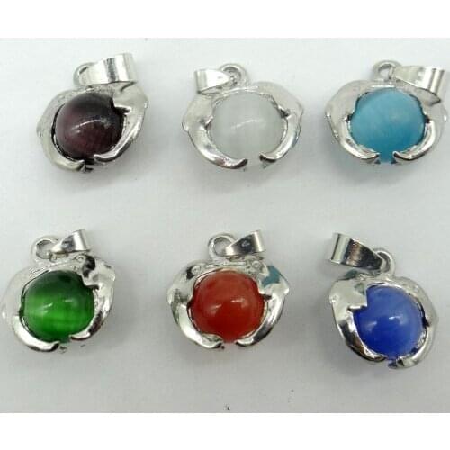 Natural stone tiger eye lapis tiger eye Quartz crystal Opal charms pendants for diy jewelry making necklace Accessories 24pcs A1