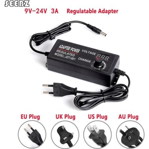 9-24V 3A 72W AC/DC Digital Display Regulatable Adapter Switching Universal Wall-mounted Power Supply ,EU/US/UK/AU Plug