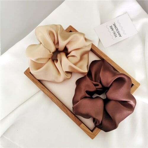 1PC 100% Real Silk Big Hair Scrunchies Width 6cm Girl Elastic Rubber Hair Band Ponytail Holder Hair Accessories Hair Care