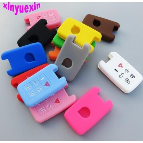 50pcs Xinyuexin Silicone Car Key Cover FOB Case For Volvo C30 C70 S40 S60 S70 S80 V40 V50 V70 XC60 XC90 Flip Remote Key 6Buttons