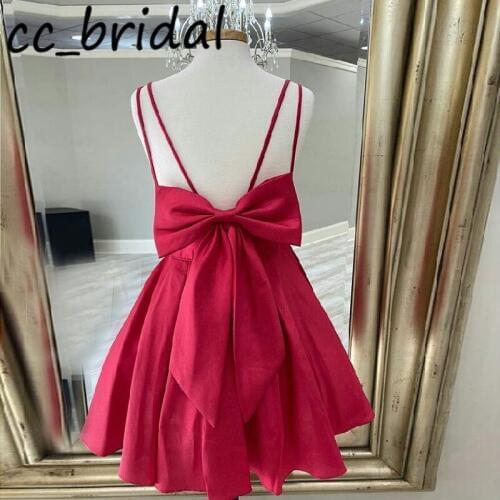 Dark Red Short Homecoming Dresses 2020 Cute Bowknot Hoco Graduation Dress For 8th grade Plus Size Backless Vestido graduacion