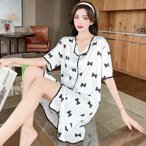 Tufaha Pajama Dress Short-sleeved Large-size Pajamas Night Dress Women Sleepwear Nightgown Plus Size