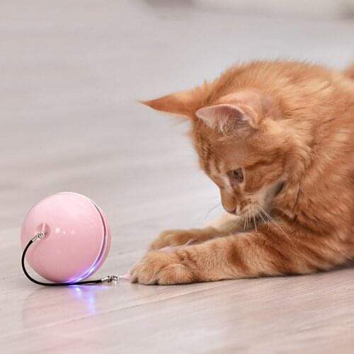 USB Charging Intelligent Interactive Cat Toy Self Rotating Ball Automatic Rotation Ball Feather Toy with LEDBell Built-in Catnip
