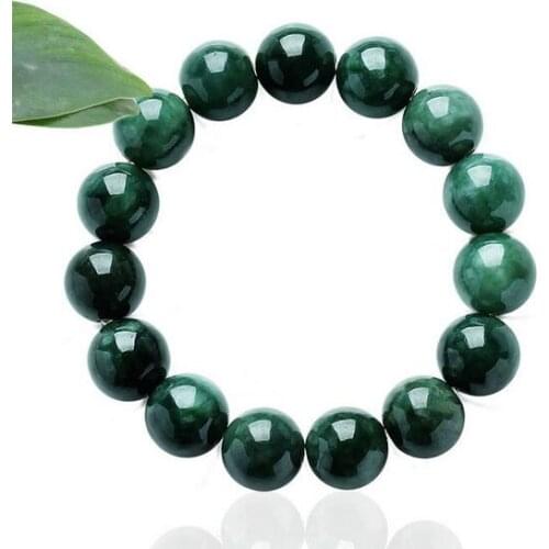 Wonderful Myanmar natural old pit jade beads oil green jadeite jade bracelet old pit Burma hand string
