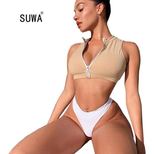 Special offer women crop tops 2020 summer sleeveless zipper o neck fitness bodycon t shirts sporty casual blouse