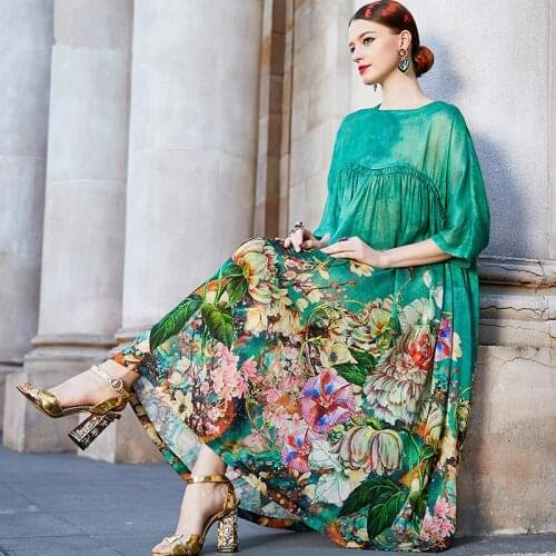 ZUOMAN 2021 Summer New Soft Purple Stylilsh PRINT Large Size Loose Dress For Women Vintage Beach Dresses With Under Strap