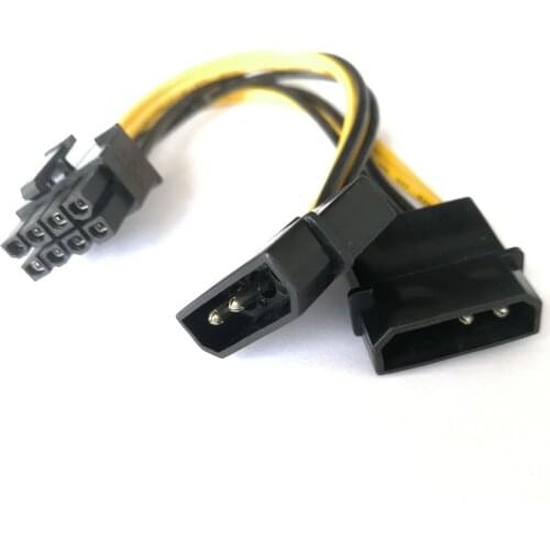 10pcs/lot PC Server Internal Dual 2 IDE Molex to CPU 8Pin 8p Converter Power Lead Cable Cord 18AWG Wire 15cm