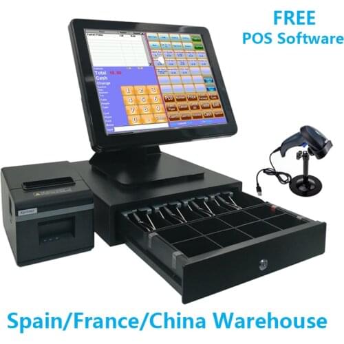 15 inch POS Software Touch Screen POS System Cash Register Machine For Restaurant Or Retail Store